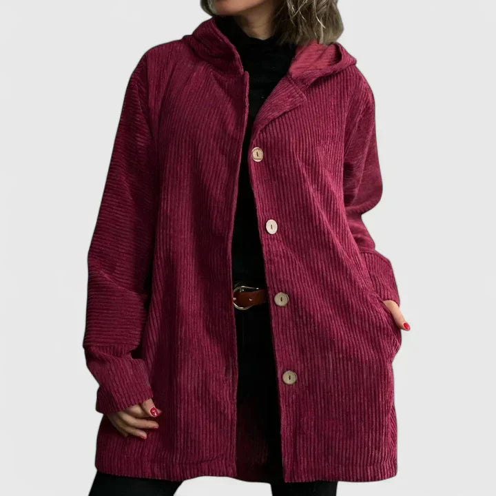 Theodora - Women's Corduroy Hooded Jacket