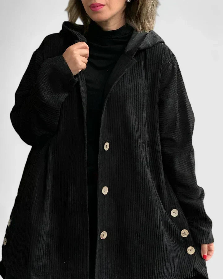 Theodora - Women's Corduroy Hooded Jacket