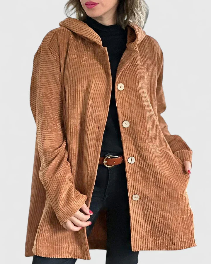 Theodora - Women's Corduroy Hooded Jacket