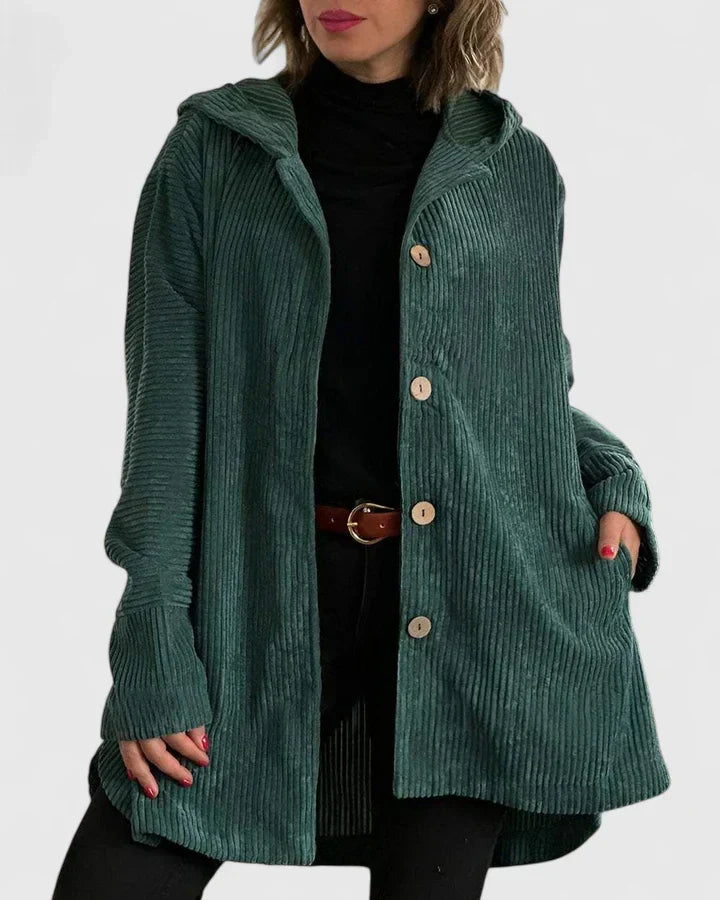 Theodora - Women's Corduroy Hooded Jacket