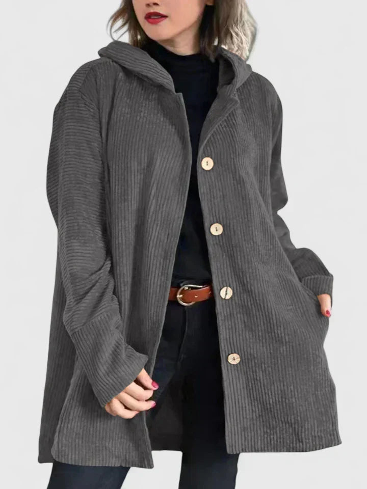 Theodora - Women's Corduroy Hooded Jacket
