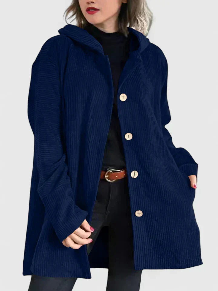 Theodora - Women's Corduroy Hooded Jacket