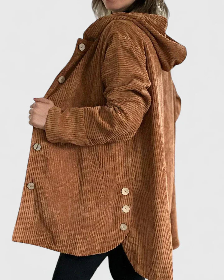 Theodora - Women's Corduroy Hooded Jacket