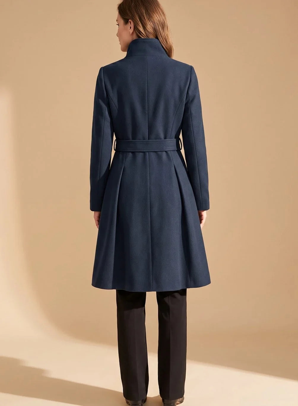 Theodora - Women's Double-Breasted A-Line Coat with Notch Lapels