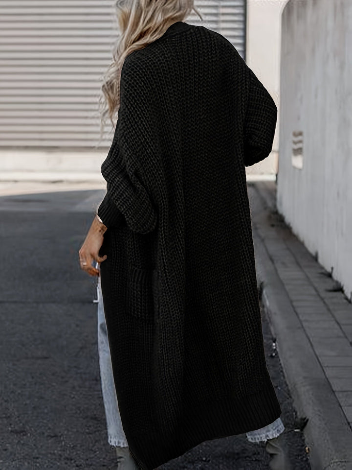 Theodora - Women's Oversized Ribbed Cardigan with Deep V-Neck