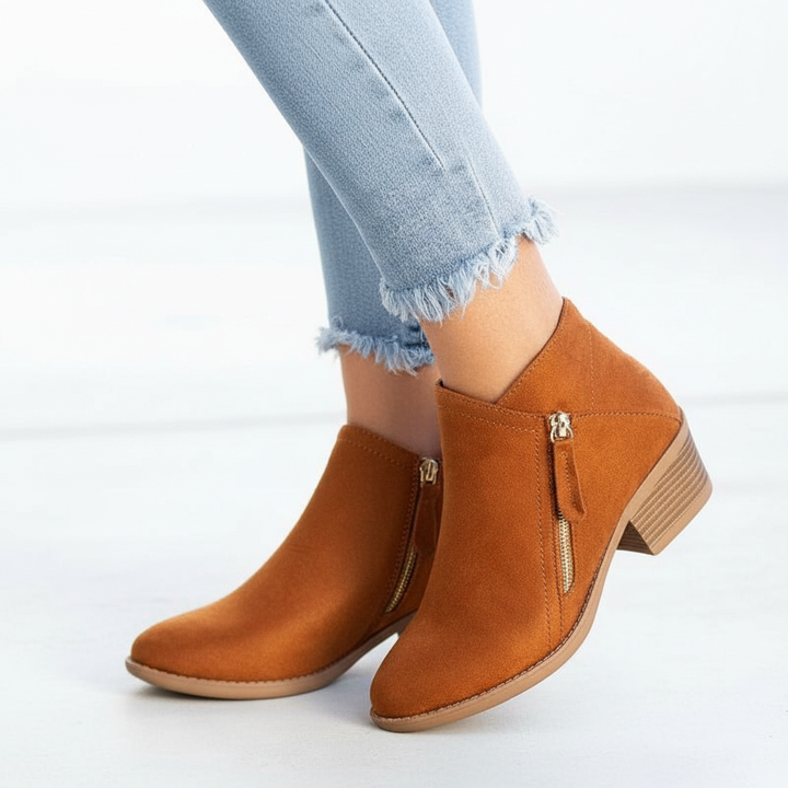 Theodora - Women's Suede Block-Heel Ankle Boot