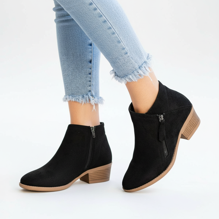 Theodora - Women's Suede Block-Heel Ankle Boot