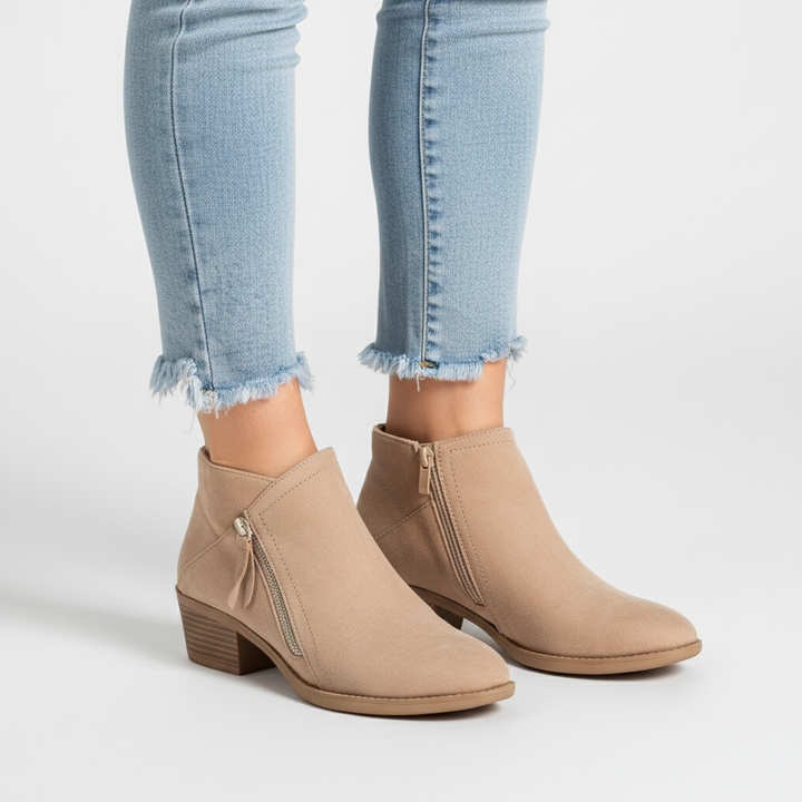 Theodora - Women's Suede Block-Heel Ankle Boot