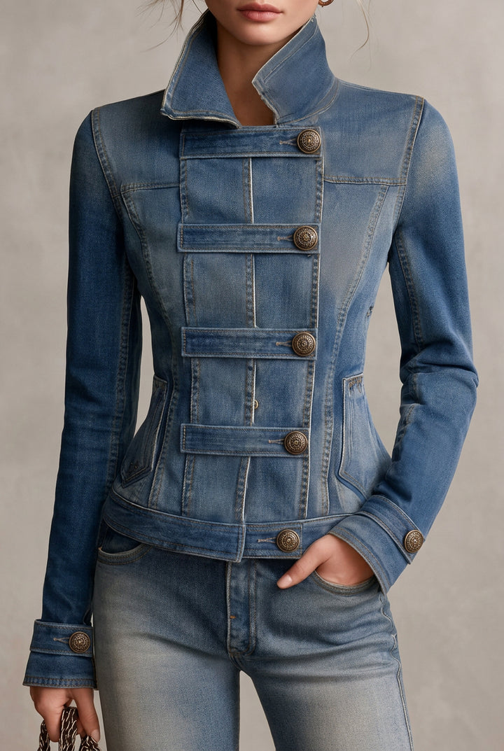 Tiana - Women’s High Collar Denim Jacket 3