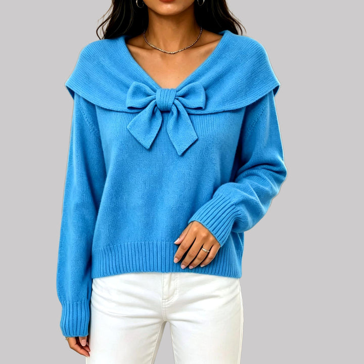 Tiffany - Women's Bow Tie Sailor Collar Sweater