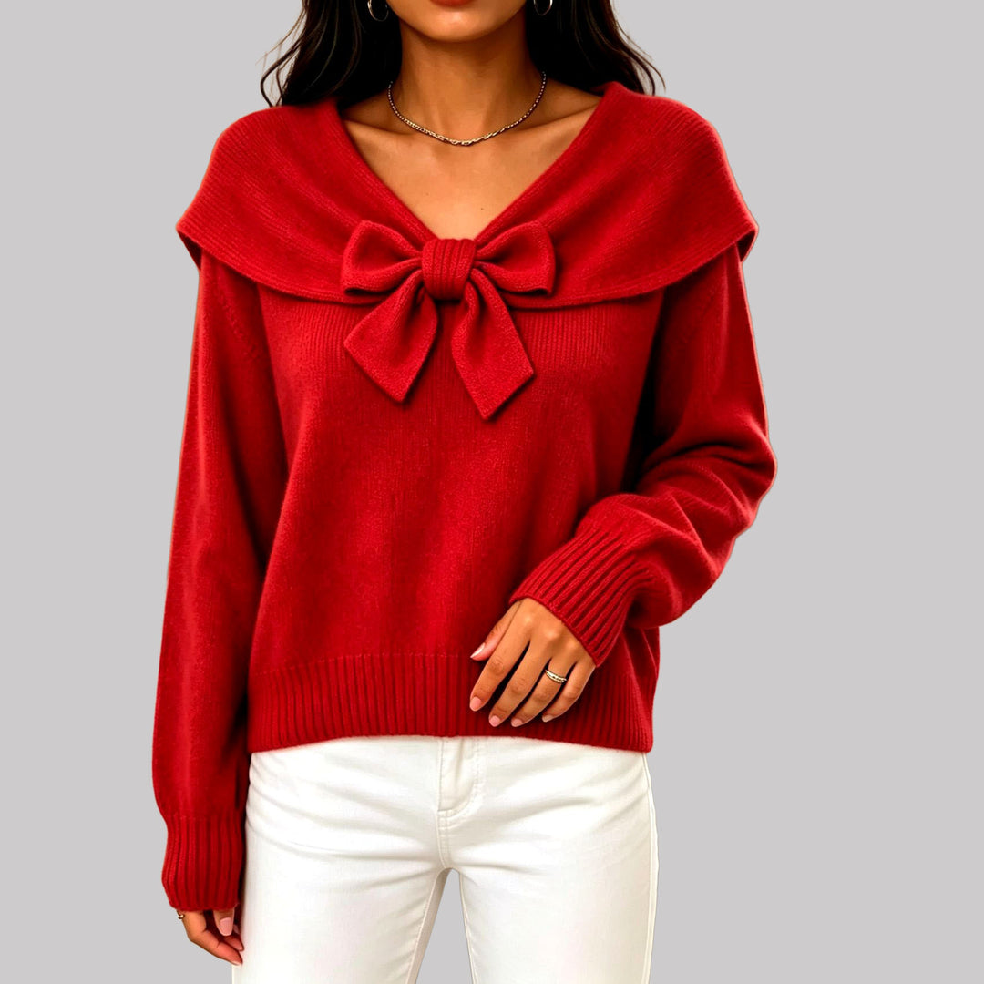 Tiffany - Women's Bow Tie Sailor Collar Sweater