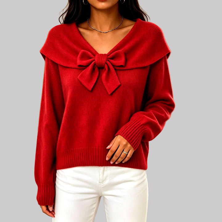 Tiffany - Women's Bow Tie Sailor Collar Sweater