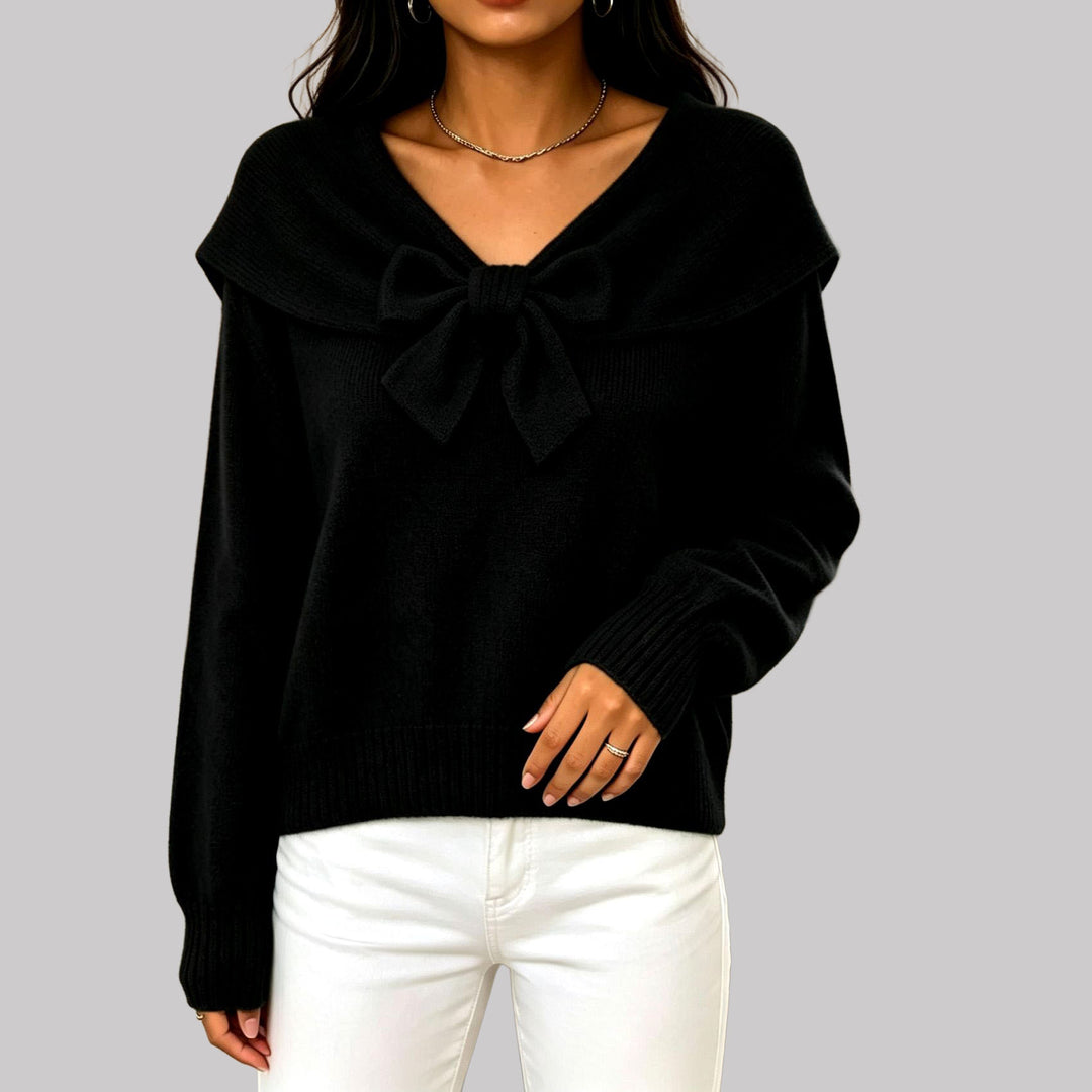 Tiffany - Women's Bow Tie Sailor Collar Sweater