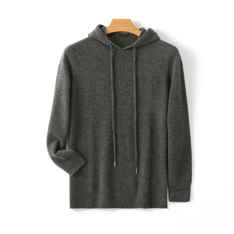 Tobias - Men's Fine-Knit Cashmere Drawstring Hoodie