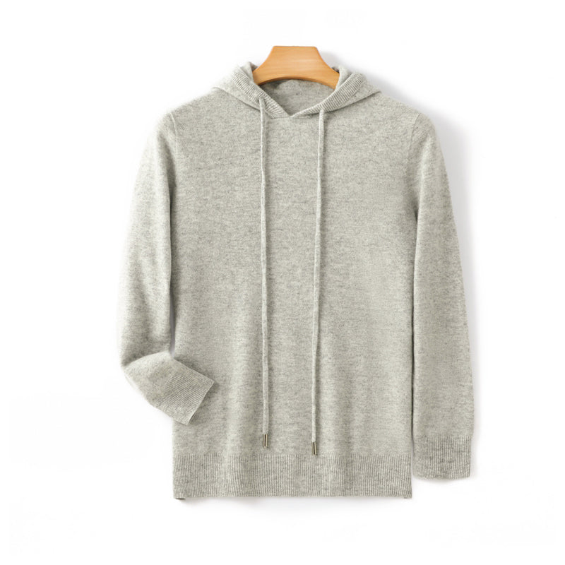 Tobias - Men's Fine-Knit Cashmere Drawstring Hoodie
