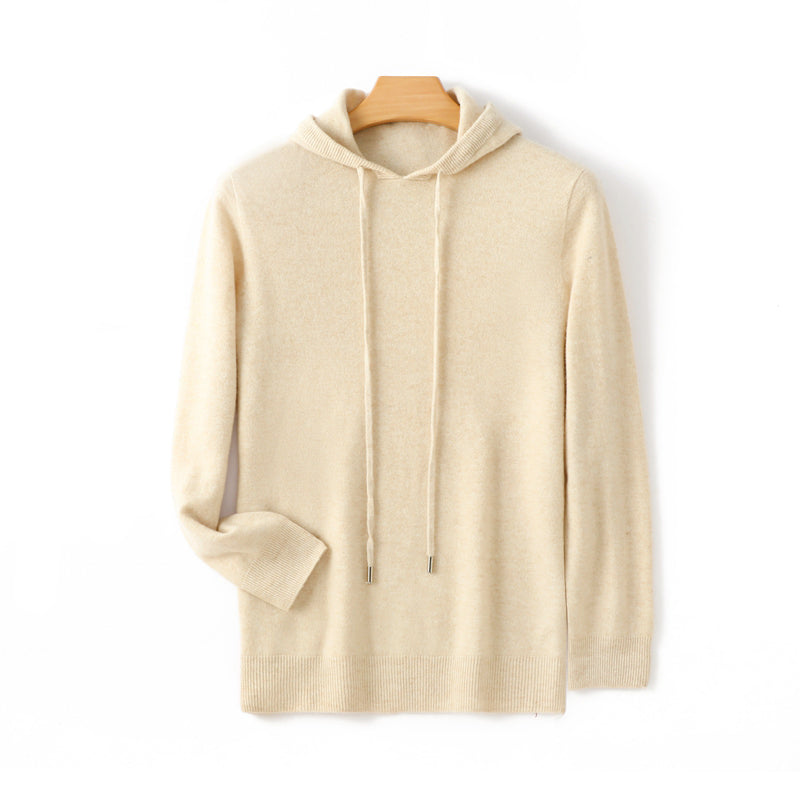 Tobias - Men's Fine-Knit Cashmere Drawstring Hoodie