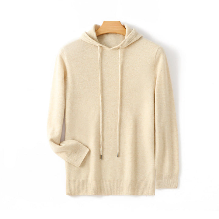 Tobias - Men's Fine-Knit Cashmere Drawstring Hoodie