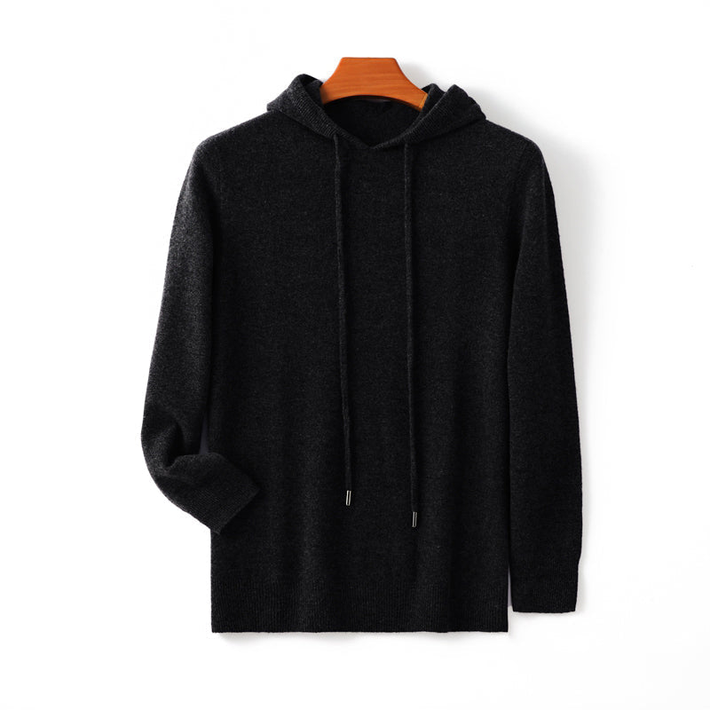 Tobias - Men's Fine-Knit Cashmere Drawstring Hoodie