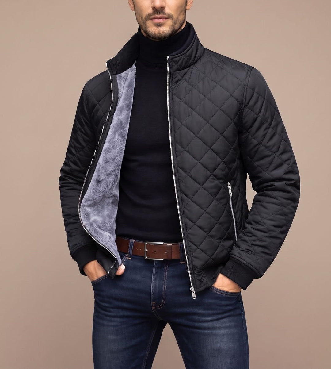 Trenton - Men's Diamond-Quilted Puffer Jacket with Fleece Lining