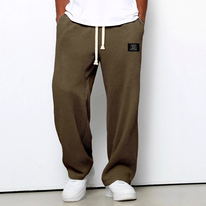 Trevor – Men’s Waffle Knit Wide Leg Drawstring Pants 1
