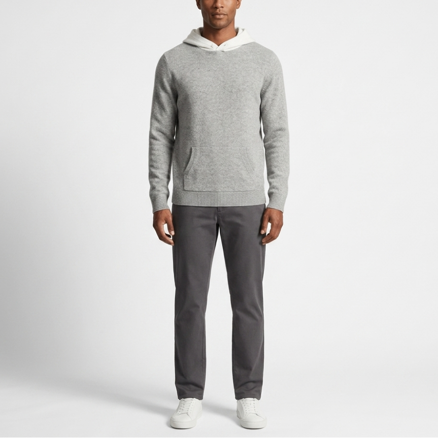 Troy - Men's Merino Wool Hoodie with Contrast Hood