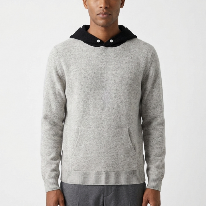 Troy - Men's Merino Wool Hoodie with Contrast Hood