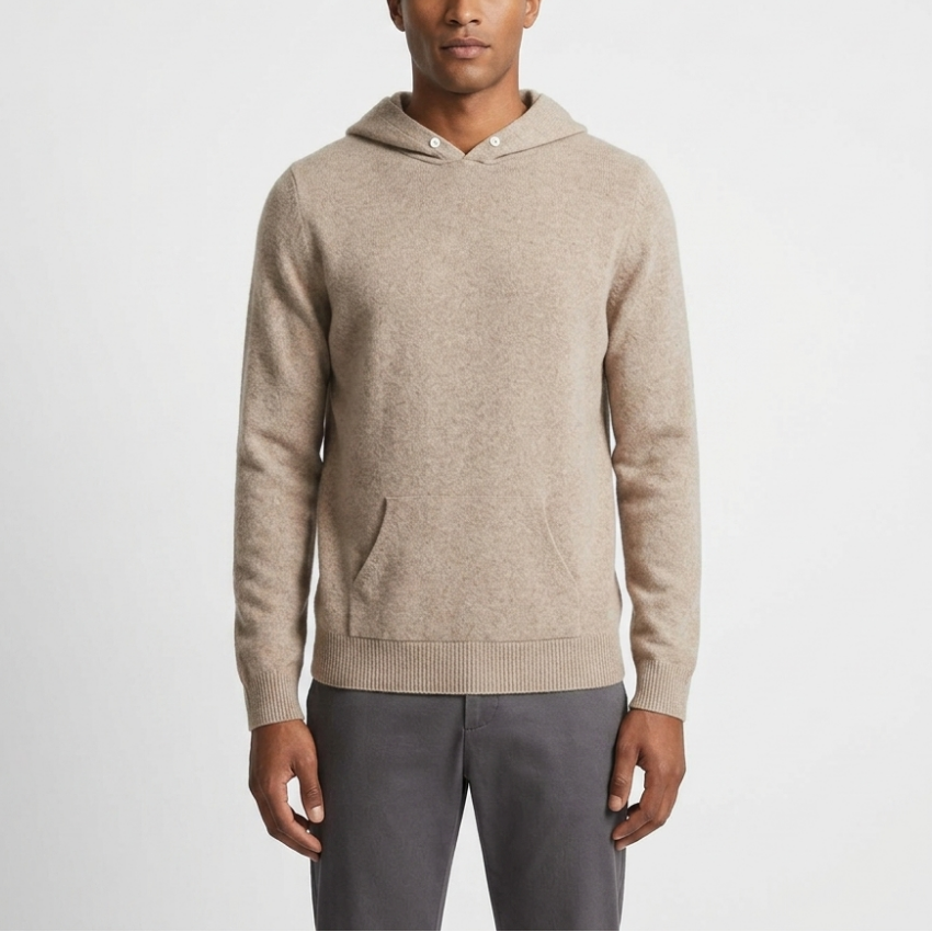 Troy - Men's Merino Wool Hoodie with Contrast Hood