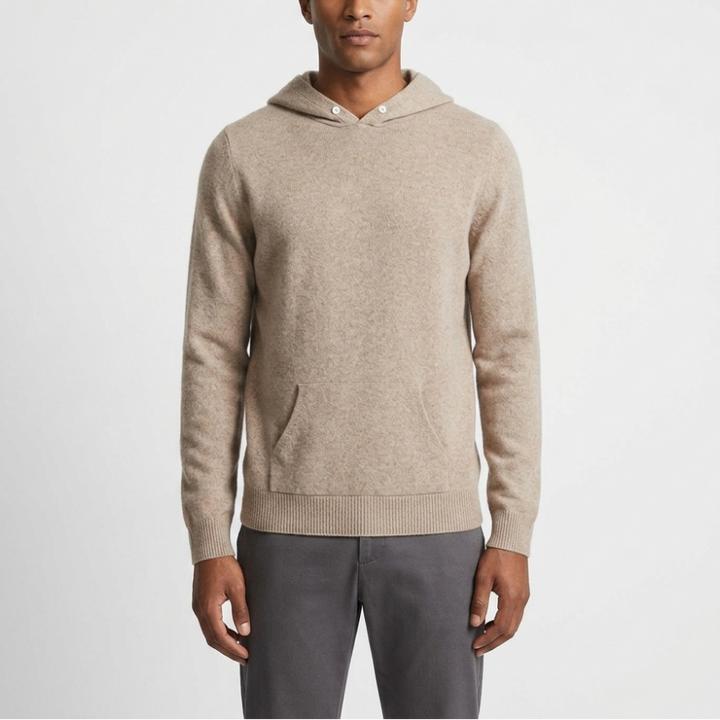 Troy - Men's Merino Wool Hoodie with Contrast Hood