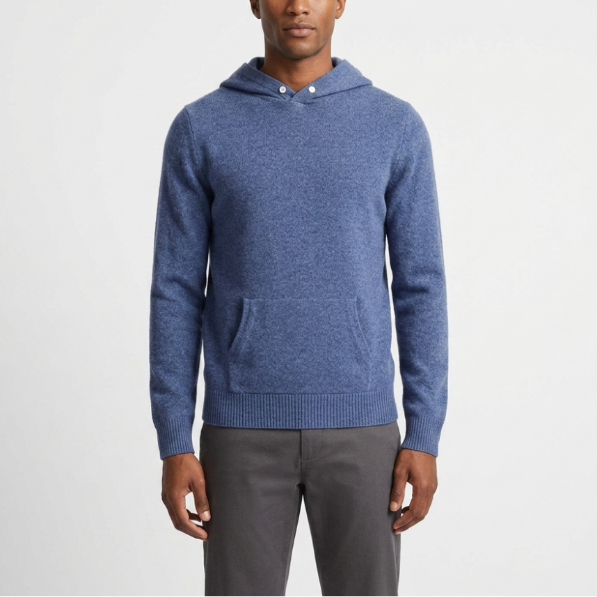 Troy - Men's Merino Wool Hoodie with Contrast Hood