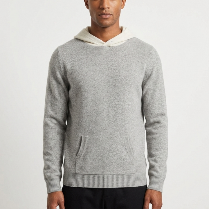 Troy - Men's Merino Wool Hoodie with Contrast Hood