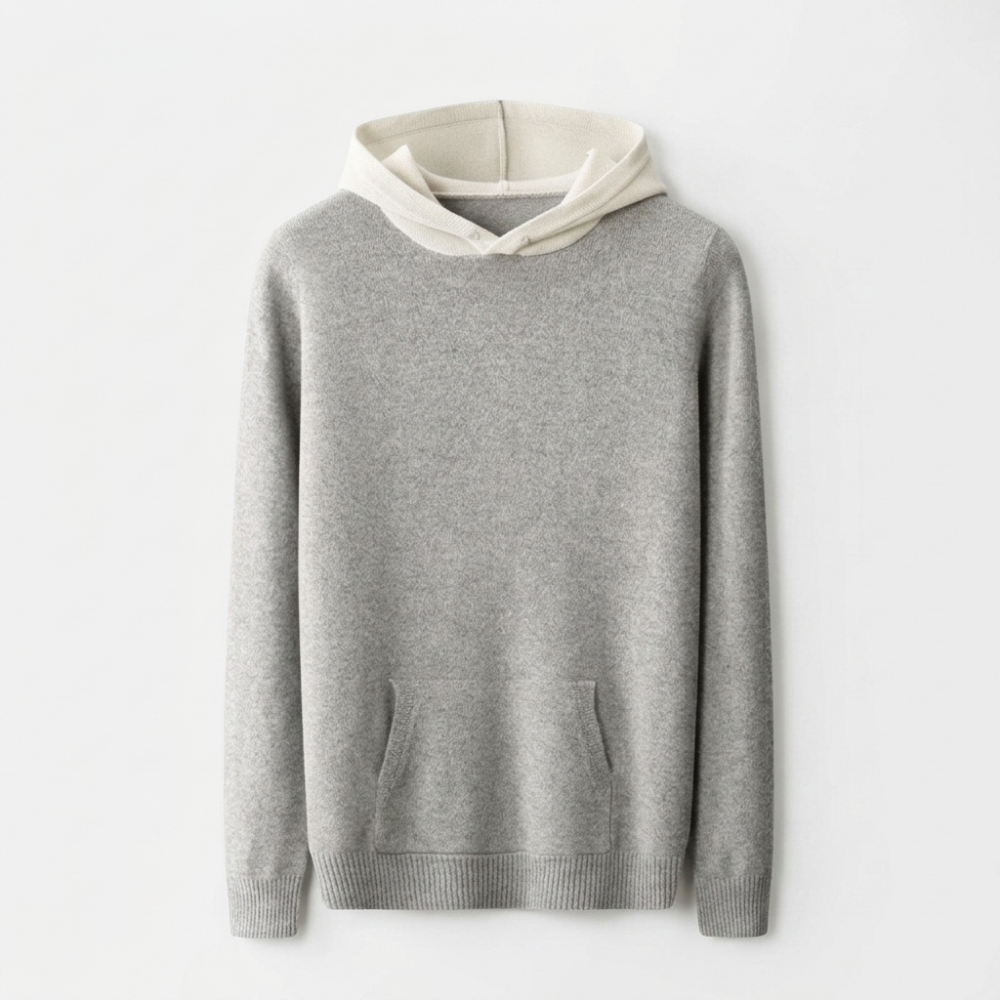 Troy - Men's Merino Wool Hoodie with Contrast Hood