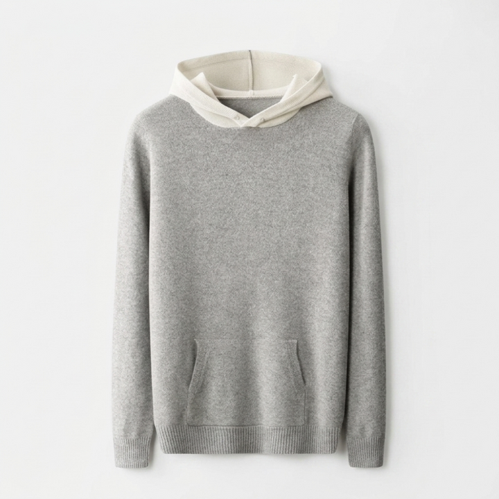 Troy - Men's Merino Wool Hoodie with Contrast Hood