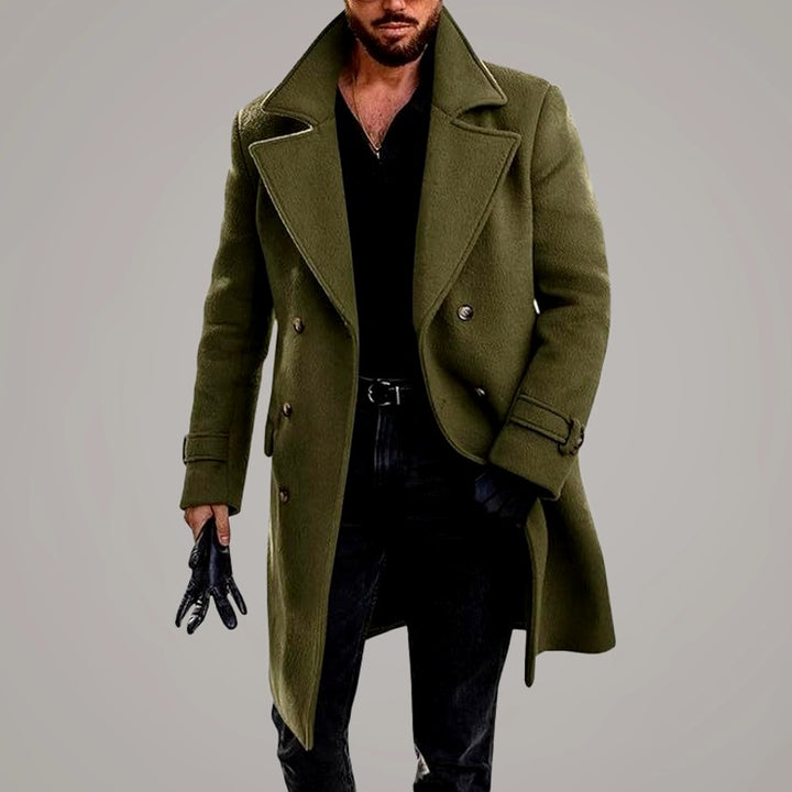 Tyler - Men's Wide-Collar Button-Front Long Coat 5