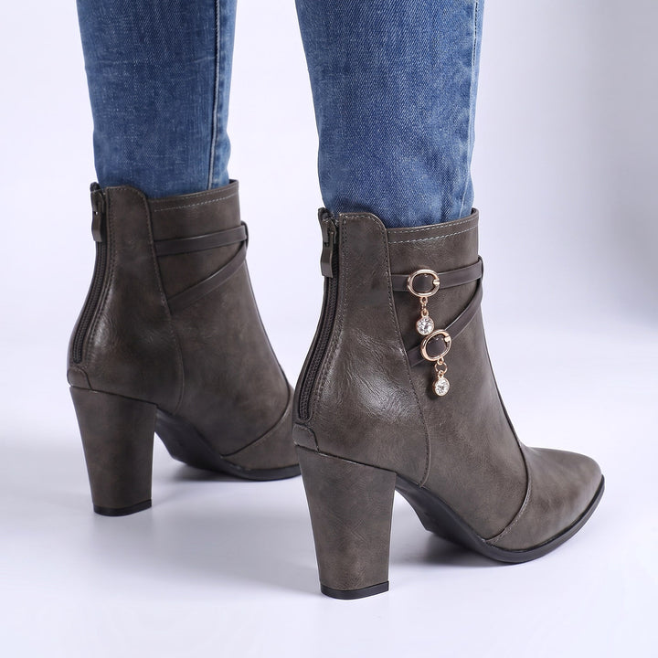 Vanessa - Women's Pointed-Toe Block Heel Boots