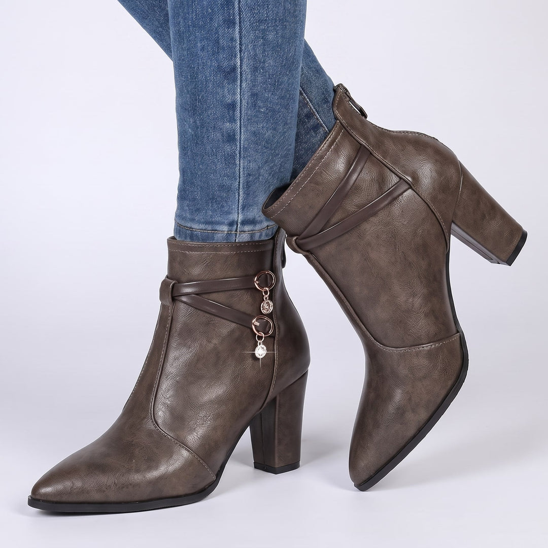 Vanessa - Women's Pointed-Toe Block Heel Boots