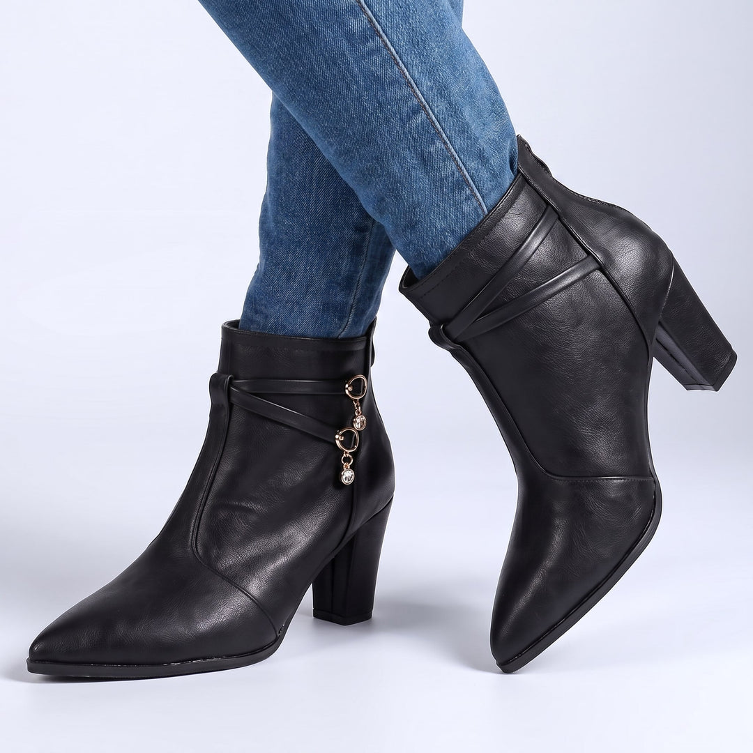 Vanessa - Women's Pointed-Toe Block Heel Boots