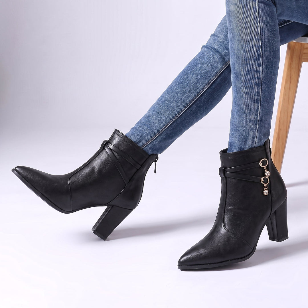 Vanessa - Women's Pointed-Toe Block Heel Boots