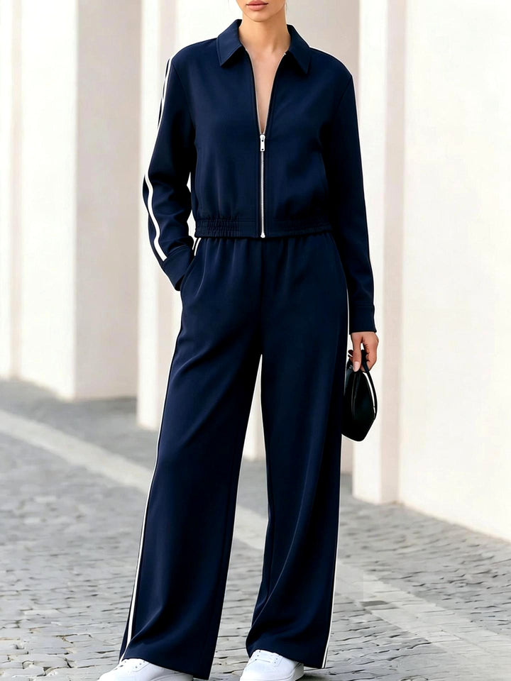 Vanessa - Women's Zip-Up Track Jacket & Wide-Leg Pants Set 4