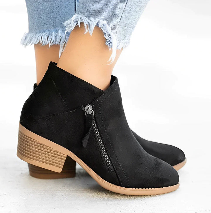 Vedette - Women's Suede Ankle Boots with Side Zip