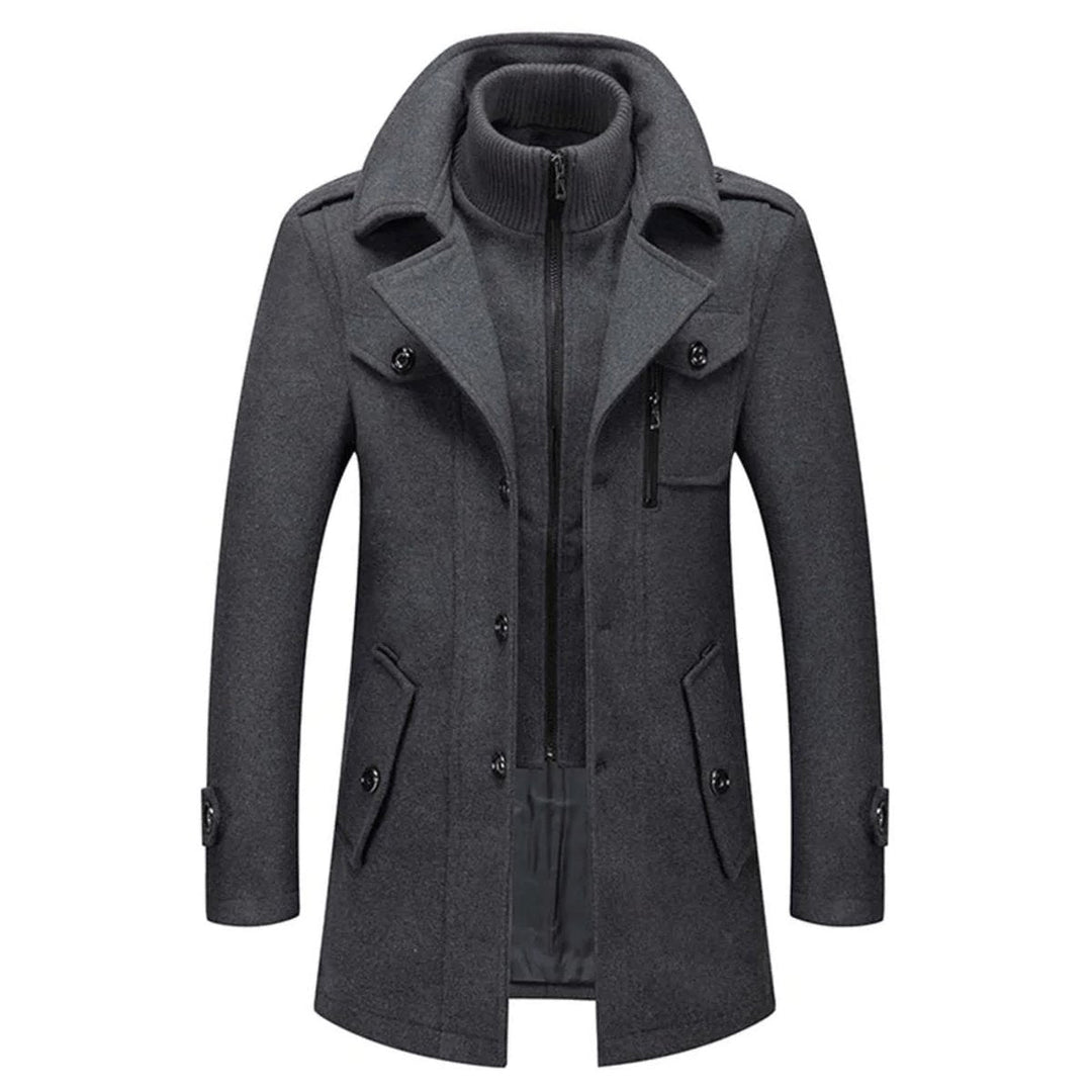 Vernon - Men’s Tailored Wool Coat with High Neck