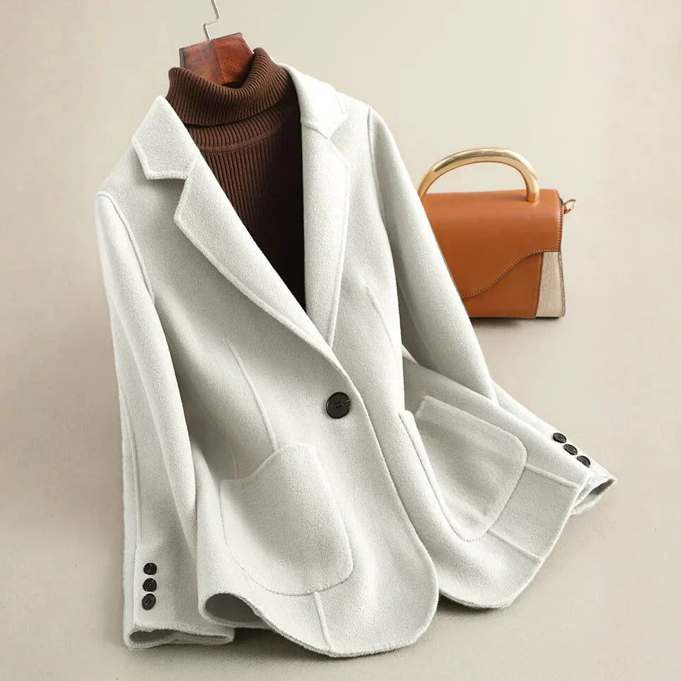 Victoria - Women's Notch-Lapel Wool Blazer with Single-Button Front