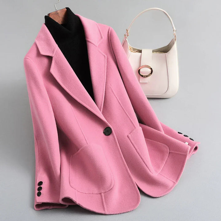 Victoria - Women's Notch-Lapel Wool Blazer with Single-Button Front