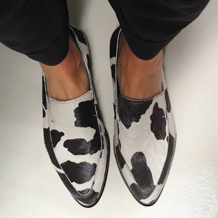 Viola - Women's Cow Print Slip-On Loafers