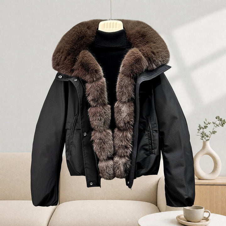 Vivian - Women's Faux Fur Hooded Cropped Parka Jacket 1