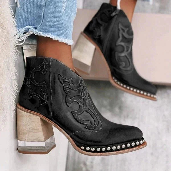 Vivienne - Women's Western Embroidered Ankle Boots