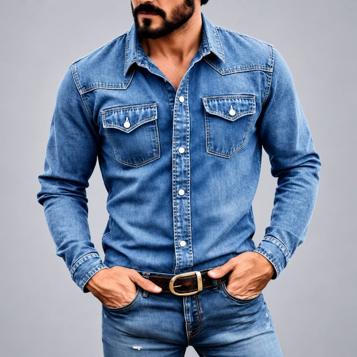 Wendel - Men's Denim Snap-Button Western Shirt 2