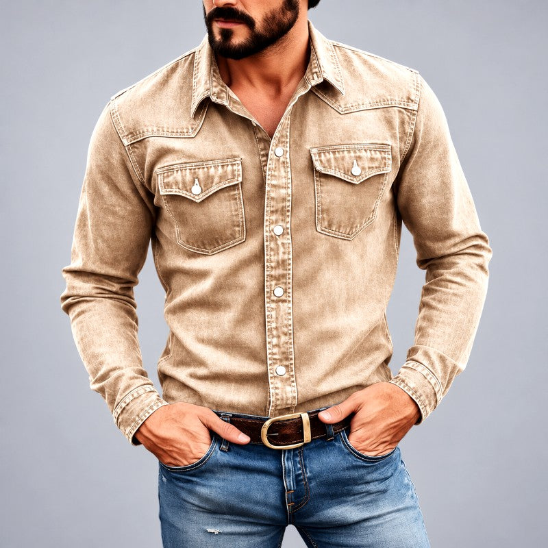 Wendel - Men's Denim Snap-Button Western Shirt 3