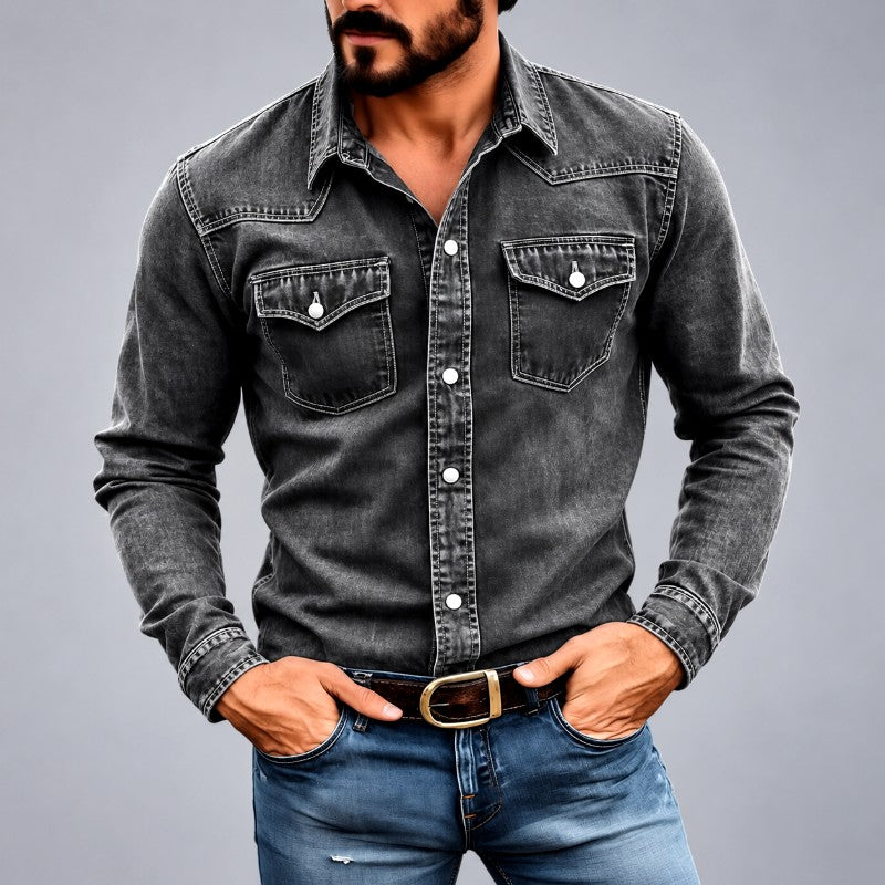 Wendel - Men's Denim Snap-Button Western Shirt 5