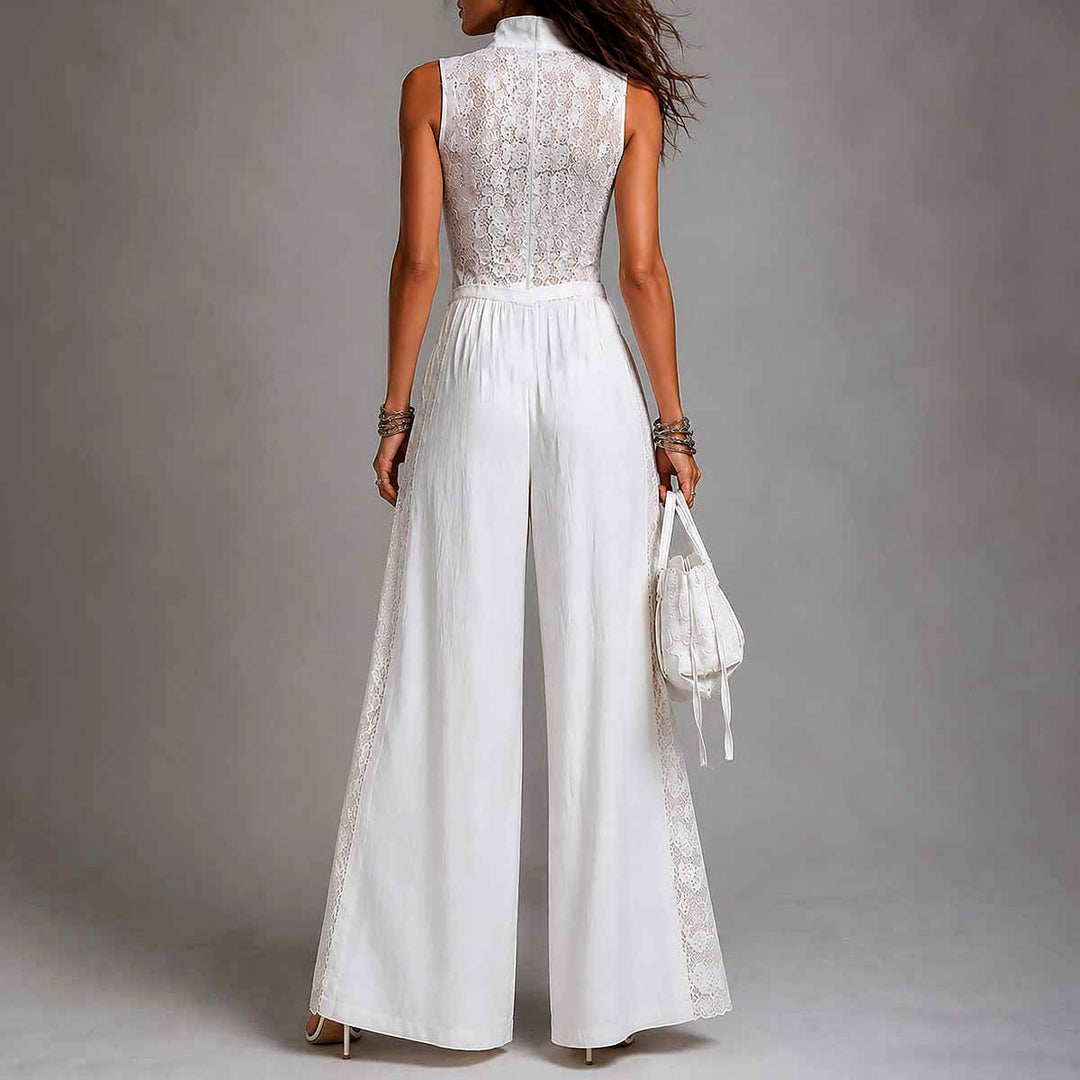 Wendy - Women's Lace Zip Front Wide Leg Jumpsuit 5