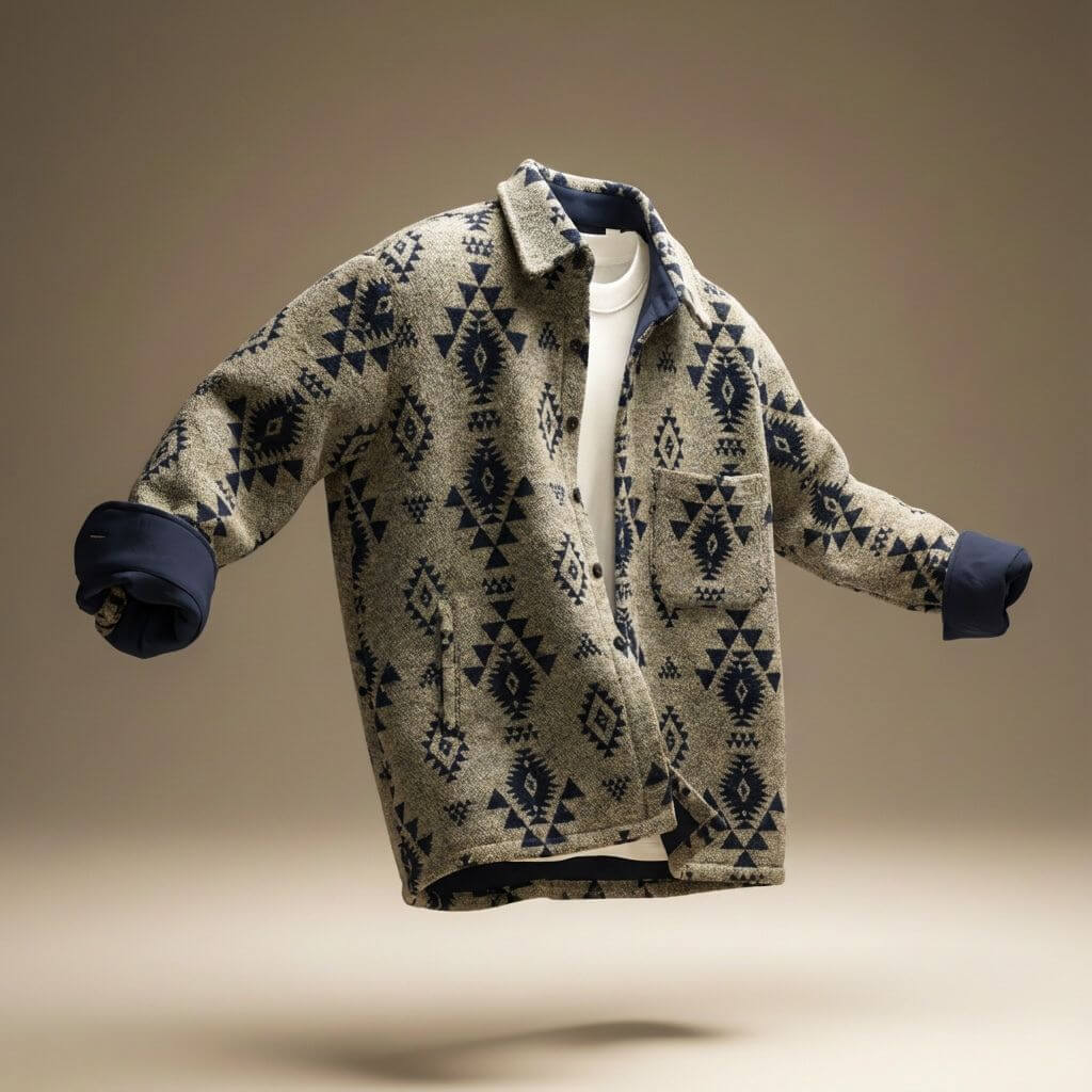 Weston - Men's Southwestern-Pattern Wool Jacket with Notch Collar
